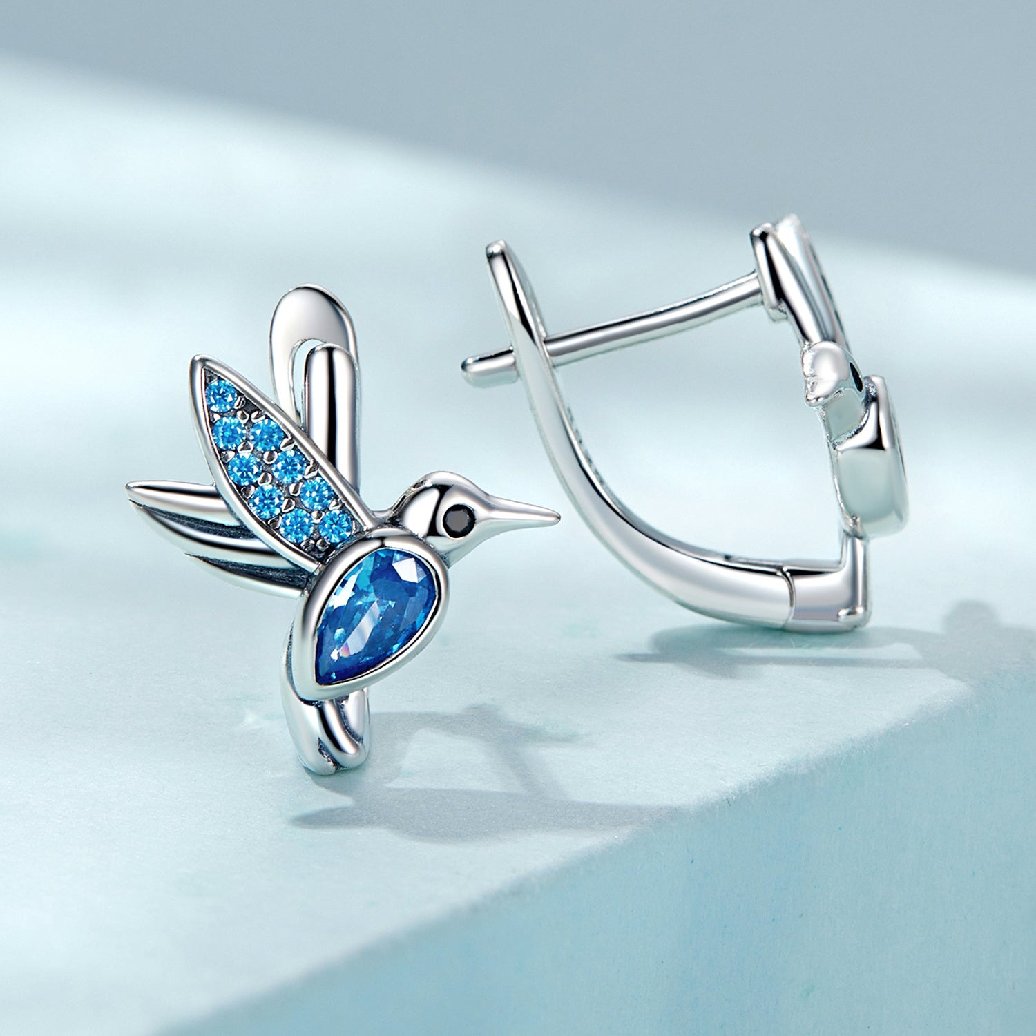 Aquamarine Hummingbird Earrings