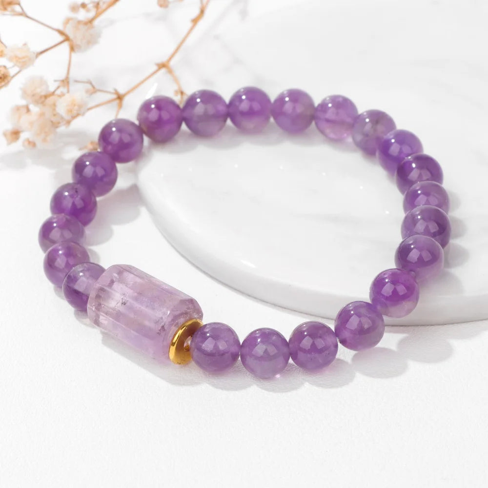 Square Stone Bracelet - Amethysts Charm